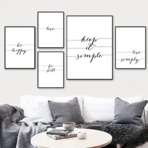 Nordic Minimalist Black White Art Canvas Painting Poster Quote Wall Print Pictures For Living Room Modern Home Decoration AL127