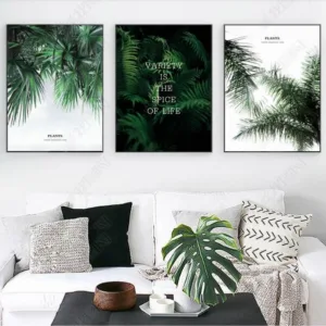 Nordic Minimalist Fresh Art Green Plant Decorative Painting Unframed Painting Words Leaves Painting