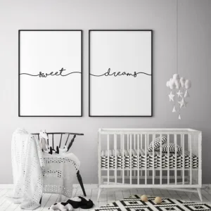 Nordic Minimalist Posters and Prints Sweet Dreams Quotes Pop Art Canvas Paintings Wall Pictures for Bedroom Printable Decoration