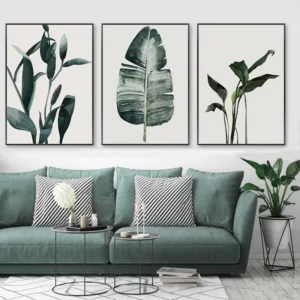 Nordic Minimalist Tropical Plants Poster Watercolor Leaves Canvas Painting Wall Art Picture for Modern Home Living Room Decor