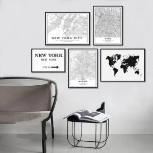 Nordic Minimalist World Famous City Map Canvas Paintings Berlin Oslo Poster Print Wall Art Pictures for Living Room Home Decor