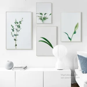 Nordic Modern Fresh Botanical Eucalyptus Leaf Lily Bud Canvas Painting Wall Art Poster And Print Picture For Home Decoration