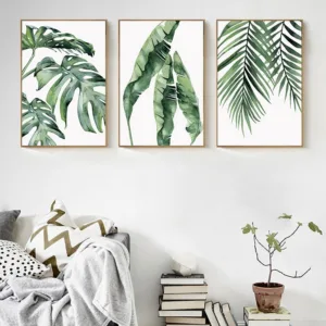 Nordic Modern Minimalist Green Plants Leaves Canvas Art Painting Print Posters Picture Wall Bedroom Living Room Home Decoration