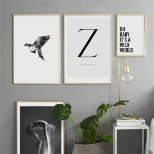 Nordic Modern Simple Girl Abstract Text Personality Letter Z design Living Room Decorative Painting canvas wall art painting