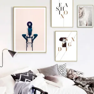 Nordic Pink Vogue Girl Fashion Quote Posters and Prints Canvas Print Painting Art Wall Pictures for Living Room Home Decor