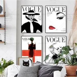 Nordic Poster Modern Art VOGUE 1950 Vintage Magazine Painting Fashion Wall Art Canvas Wall Pictures For Living Room Home Decor