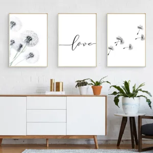 Nordic Posters And Prints Black And White Canvas Painting Dandelion Poster Minimalist Wall Art Pictures For Living Room Decor