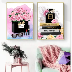 Nordic Posters And Prints Paris Perfume Rose Fashion Luxury Lipstick Wall Art Canvas Painting Wall Pictures For Living Room