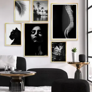 Nordic Posters Prints Sexy Girl Body Wall Art Black And White Animal Canvas Painting Wall Decorative Pictures for Living Room