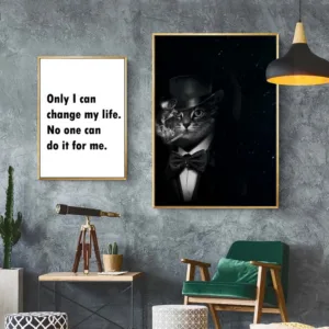 Nordic Print Black And White Motivational Quotes Poster Mr Cat Mr Horse Wall Art Pictures Canvas Painting For Girl Home Decor