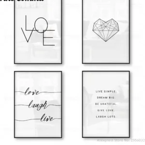 Nordic Style Home Decoration Love Poster Live Laugh Motivational Quotes Poster Scandinavian Wall Art Canvas Print Minimalism Art