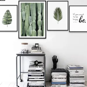 Nordic Style Leaves Cactus Canvas Poster Print Motivational Quotes Wall Art Painting Picture Modern Living Room Decoration