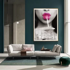 Nordic Style Motivational Poster Girl Black White Canvas Print Minimalist Wall Picture Lips Prints Painting Posters Home Decor