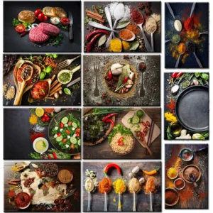 Nordic Style Printed Poster Wall Art Canvas Delicious Food Seasoning Painting Home Decoration For Kitchen Modern Modular Picture