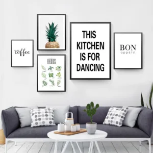 Nordic Style Wall Art This Kitchen Is For Dancing Quote Poster Black White Canvas Painting Print Modular Picture Home Decoration