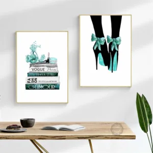 Nordic Wall Art Canvas Painting Watercolor Vogue High Heels Flower Salon Posters And Prints Wall Pictures For Living Room Decor