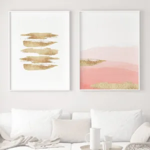 Nordic Watercolor Abstract Wall Art Poster Print Gold Strokes Canvas Painting Nordic Decoration Picture Modern Living Room Decor