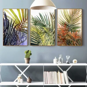 Nordic Watercolor Style Colorful Plant Leaf Canvas Painting Wall Art Poster Picture Print  Landscape Picture Home Decoration