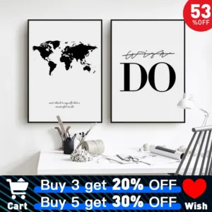 Nordic World Map Canvas Painting Wall Art Poster And Print Wall Pictures For Living Room Decorative Picture Plakat Home Decor