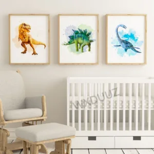 Nordic style watercolor art deco animal Tyrannosaurus dinosaur poster mural for children's room decoration canvas painting K502