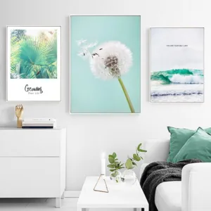 Ocean Landscape Canvas Poster Nordic Style Beach Plant Leaf Cuadros Decoracion Salon Wall Art Painting F Living Room Decor 5-05