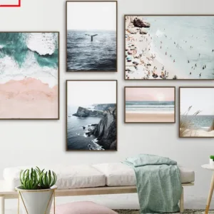Ocean Landscape Canvas Poster Nordic Style Beach Whale Wall Art Print Painting Decoration Picture Scandinavian Home Decor