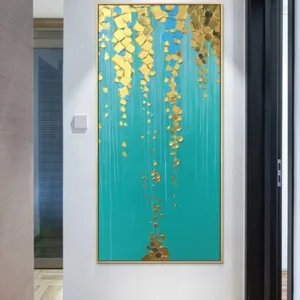 Oil Painting on Canvas Art Wall Gold and Green For Living Room Home Decor hand Painted canvas painting