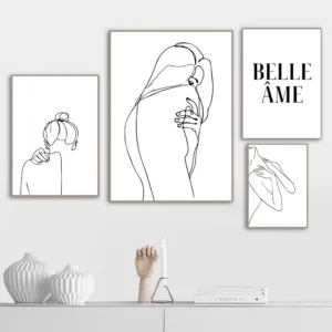 One Line Drawing Poster Abstract Painting Nude Body Wall Art Prints Naked Woman Poster Black And White Wall Pictures Home Decor