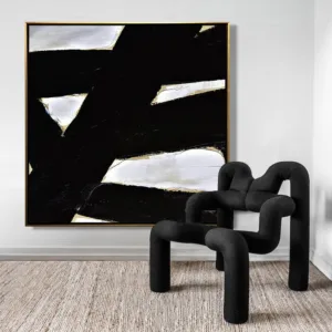 Original Abstract Painting Large Wall Art Canvas Painting Minimalist Art Office Home Decor Oversize Black And White Wall Art
