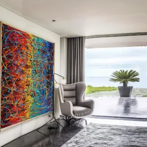 Painting Large decor # art Drip Style Blue artwork large Oil Painting on Canvas Modern Wall Artwork oversize Luxury Vintage
