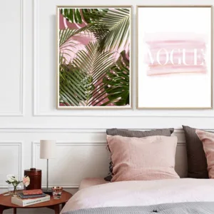 Palm Tree Print Vogue Watercolor Canvas Painting Minimalist Palm Leaf Poster Art Blush Pink Wall Decor Nordic Decoration Picture