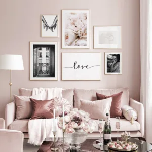 Peony Flower Wall Art Hold hands Canvas Painting Love Quotes Posters And Prints Line Women Wall Pictures For Living Room Decor