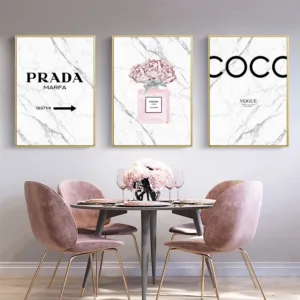 Perfume Posters Home Decoration Art Poster Marble Wall Canvas Painting Fashion Quotes Print Picture Vogue Pink Living Room Decor