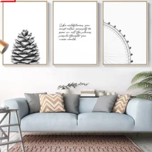 Pine Cone Quote Art Print Ferris Wheel Nordic Canvas Painting Black and White Minimalist Wall Painting Modern Posters and Prints