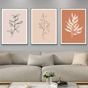 Plant Leaves Abstract Canvas Painting Flower Leaf Vintage Plants Poster Minimalist Art Print Modern Wall Pictures Home Decor