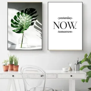 Plant Leaves Canvas Poster Nordic Motivational Quotes Wall Art Print Painting Decorative Picture Modern Living Room Decor