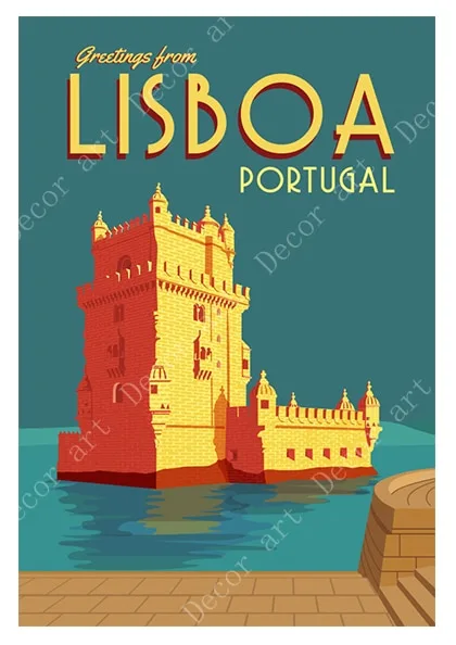Pop Art Lisbon Portugal Travel Canvas Paintings Vintage Wall Kraft Posters Coated Wall Stickers Home Decor Pictures Gift - Image 2