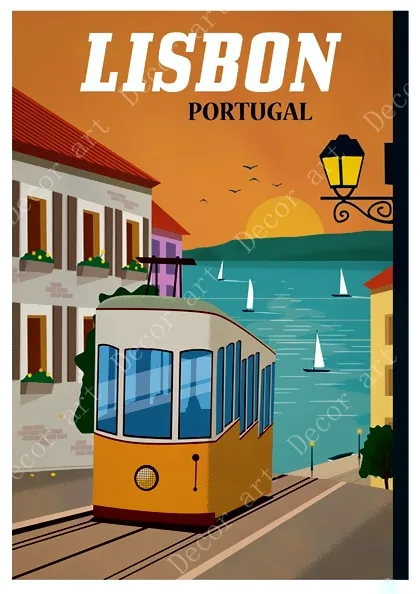 Pop Art Lisbon Portugal Travel Canvas Paintings Vintage Wall Kraft Posters Coated Wall Stickers Home Decor Pictures Gift - Image 3