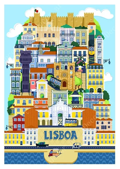 Pop Art Lisbon Portugal Travel Canvas Paintings Vintage Wall Kraft Posters Coated Wall Stickers Home Decor Pictures Gift - Image 6