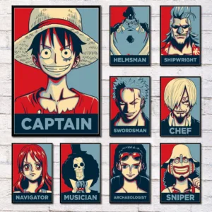 Popular anime poster retro style One Piece hight quality canvas painting hight quality home Decor for Children's room No Frame