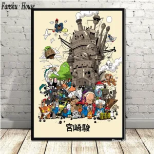 Posters and Prints Studio Ghibli Tribute Totoro Animation Poster Canvas Painting Wall Art Picture for Kids Room Home Decorative