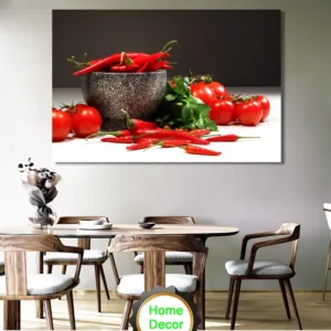 Posters and Prints Wall Art Canvas Painting Fruit, Vegetables and Seasoning Decorative Pictures for Dining Room Home Decor Gifts