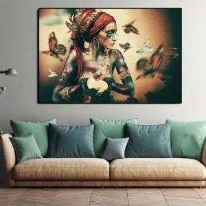 Priestess Women Portrait Butterfly Canvas Painting Nordic Vintage Posters and Print Wall Art Pictures for Living Room Home Decor