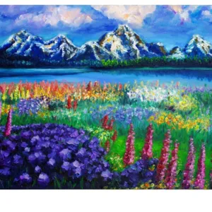 Frame DIY Painting By Numbers Landscape Mountain Lake Acrylic Paint On Canvas Handpainted Oil Painting For Home Wall Art