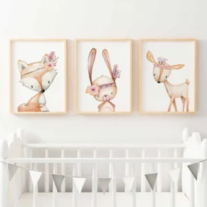 Rabbit Fox Deer Nursery Nordic Posters And Prints Animal Wall Art Canvas Painting Wall Picture For Baby Girl Boy Kids Room Decor