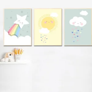 Rainbow Cloud Star Nursery Child Poster Simple Print Wall Art Canvas Minimalist Picture Painting Nordic Kids Bedroom Decoration