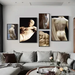 Renaissance Figure Sculpture Art Canvas Paintings Posters And Prints Black and White Wall Art Pictures Living Room Home Decor