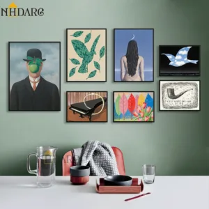 Rene Magritte Exclusive Combination of Light Luxury Vintage Series Canvas Print Painting Poster Wall Picture for Home Decor