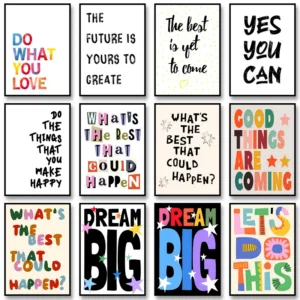 Colorful Inspiring Quotes Poster Modern Simplicity Print Retro Canvas Painting Wall Art Picture for Living Room Home Decoration
