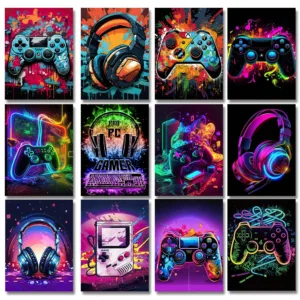 Graffiti Watercolor Game Controller Abstract Decorative Posters Modern Wall Art Prints Decorate Picture e-sports Room Decoration